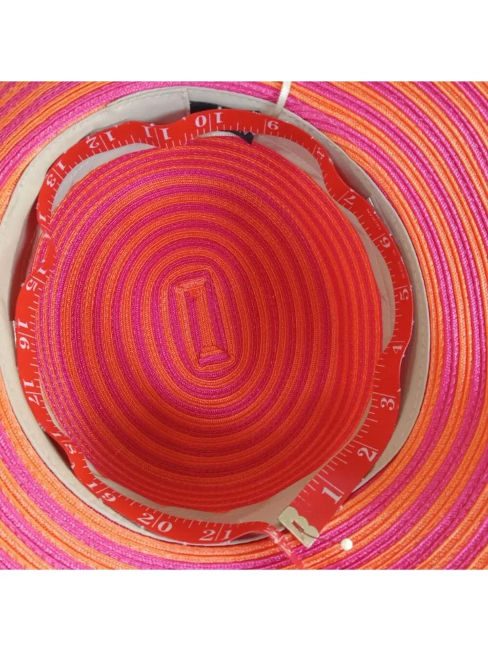 August Hat Company Women's Pink Orange Striped Wide Brim Hat Fascinator Feathers